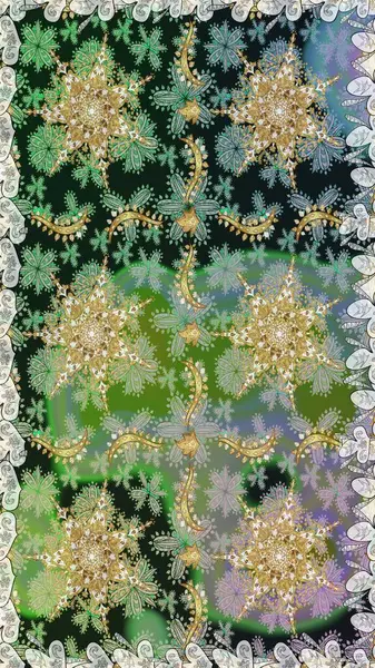 Şık bir grafik desen. Kusursuz raster arka plan. Duvar kâğıdı barok, İspanyol kumaşı. Gri renklerdeki altın elementler. Çiçek deseni.