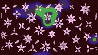 Raster. Kahverengi renkte güzel çiçekler, suluboya desenli eskiz deseni, duvar kağıdı, kart veya kumaş için fayanslı..