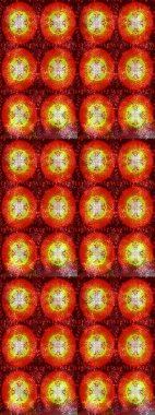 Raster illüstrasyonu. Kar taneleri koleksiyonu. Kırmızı, turuncu ve kahverengi kar tanelerinden izole edilmiş. Güzel kış süsleri..