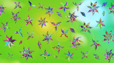 Raster Güzel kumaş deseni. Raster suluboya deseni, narin çiçekler, yeşil çiçekler, tebrik kartı şablonu..