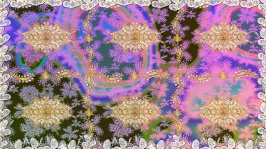 Altın elementli nötr renkler. Raster illüstrasyonu. Raster altın desen. Kusursuz altın desenli bukleler. Doğu tarzı arabesk.