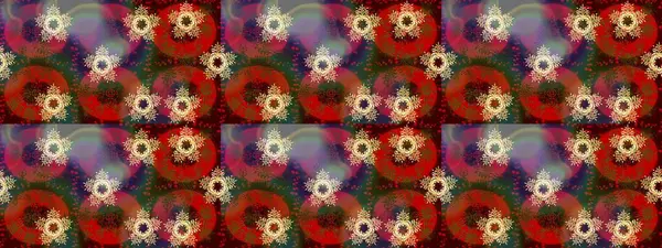 Düz yatıyordu. Raster illüstrasyonu. Kahverengi, kırmızı ve yeşil renklerde kar tanesinden yapılmış kış deseni. Kış konsepti.