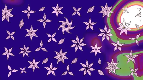 Raster illüstrasyonu. Çiçekli karalama şeklinde Raster çiçek deseni. Nazikçe, yaz çiçekleri mavi renklerde.