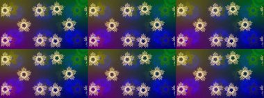 Raster illüstrasyonu. Raster Noel soyut renkli arka plan ve tatlı kar tanesi. Mavi, yeşil ve menekşe renkli kar taneleri.