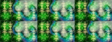 Yüzey için tekrarlanan doku, ambalaj kağıdı, yeşil, mavi ve nötr renkler üzerine kar tanesi. Kış kar taneleri, raster arka plan.