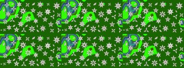 Çiçekli karalama şeklinde Raster çiçek deseni. Yumuşak, bahar çiçekli arka plan. Yeşil renkte çiçekler.