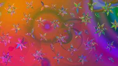 Raster düz çiçek çizim deseni. Hediye ambalaj kağıdı, tebrik kartları, posterler ve pankart tasarımı. Kahverengi renkte çiçekler.