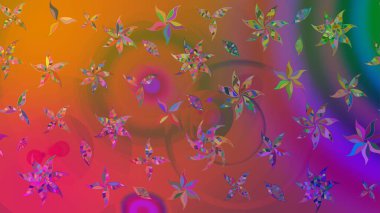 Çizim çiçek deseni duvar kâğıdı olarak kullanılabilir. Turuncu renkli çiçekler. Raster illüstrasyonu.