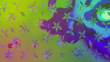 Renkli Bahar Teması eskiz kalıbı. Chichi 'nin kumaş kalıbını çiz. Raster illüstrasyonu. Çiçek deseni. Düz Çiçek Elementleri Tasarımı.