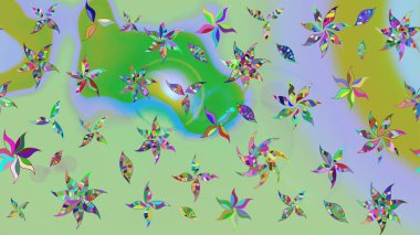 Renkli Yaz Temalı eskiz kalıbı. Düz Çiçek Elementleri Tasarımı. Modaya uygun kumaş deseni. Sevimli çiçek raster deseni.