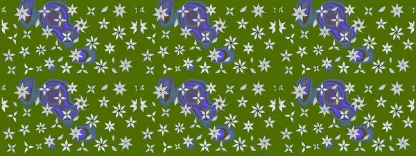 Nakış desenli çiçek deseni. Parmak izi, kumaş, duvar kâğıdı, tekstil için raster dokusu. Renkli grunge, yakut yeşil çiçeklerle soyut arkaplanı zenginleştirir.