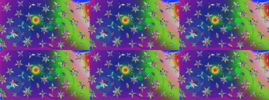 Düz Çiçek Elementleri Tasarımı. Çiçeksel fantezi tasarımı ve parlak bir arka plan çizimi. Renkli Bahar Teması çizim şablonu.