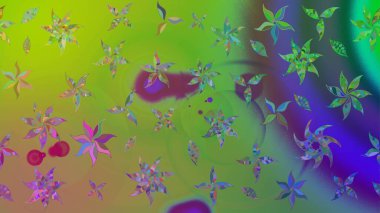 Vadinin yeşil renkli çiçekleri. Çiçeksel çizim kalıbının çizimi.