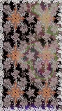 Çok renkli ve kahverengi zarif küçük çiçekler ve gri ve kahverengi renkli komik böcekler, raster deseni, illüstrasyon.