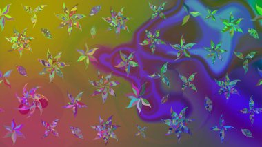 Çiçekler suluboya tarzında yeşil renkte. Çiçekli yeşil renkte bir çiçek deseni çiz.