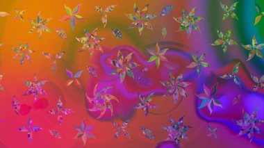 Raster. Mor renkli güzel çiçekli çizim deseni, suluboya çiçek deseni, duvar kağıdı, kart veya kumaş için fayanslı..