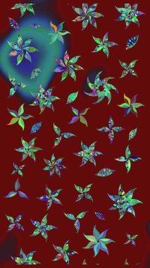 Sevgililer günü ve tebrik kartı konsepti için şık bir davetiye. Kırmızı renkte manzaralı çiçek deseni. Çiçek kompozisyonu, el boyası, hassas şablon. Üst görünüm, yumuşak biçim.