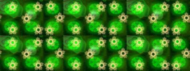 Grafiksel element dekorasyonu. Sembol kışı, donmuş, Noel, yeni yıl tatili. Yeşil, mavi ve sarı siluet kar tanesi işareti. Düz dizayn. Raster illüstrasyonu. Kar Tanesi mozaik simgesi.