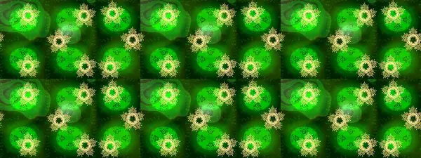 Grafiksel element dekorasyonu. Sembol kışı, donmuş, Noel, yeni yıl tatili. Yeşil, mavi ve sarı siluet kar tanesi işareti. Düz dizayn. Raster illüstrasyonu. Kar Tanesi mozaik simgesi.