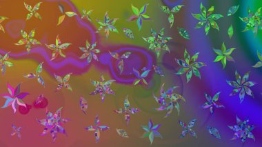 Kahverengi renkli çiçekler. Sevimli çiçek raster deseni. Düz Çiçek Elementleri Tasarımı. Renk Bahar Teması eskiz şablonu.