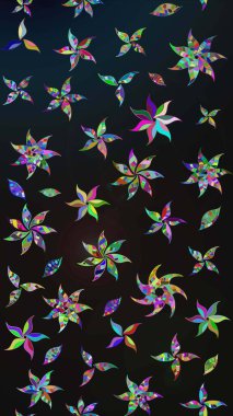 Sevimli çiçek raster deseni. Düz Çiçek Elementleri Tasarımı. Gri renkli çiçekler. Renkli Yaz Teması çizim şablonu.