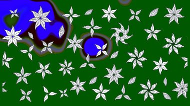 Düz Çiçek Elementleri Tasarım Raster illüstrasyonu. Çiçek desenli eskiz. Renkli Bahar Teması eskiz kalıbı. Yeşil renkte çiçekler.