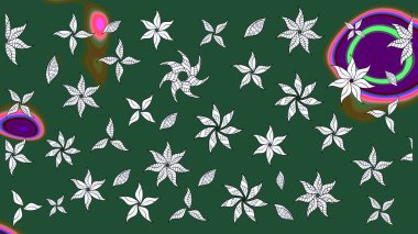 Renkli Bahar Teması eskiz kalıbı. Raster illüstrasyonundaki çiçek desenli çizim. Süslü kumaş deseni. Düz Çiçek Elementleri Tasarımı.