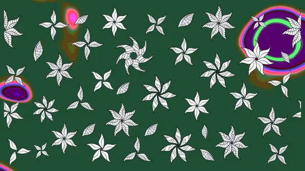 Renkli Bahar Teması eskiz kalıbı. Raster illüstrasyonundaki çiçek desenli çizim. Süslü kumaş deseni. Düz Çiçek Elementleri Tasarımı.