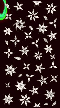 Çiçekli karalama şeklinde Raster çiçek deseni. Siyah renkli çiçekler. Yumuşak, bahar çiçekli arka plan.