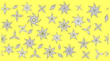 Elle çizilmiş sonbahar çiçeği deseni. Sarı renkli çiçekler. Doodle tarzı. Renkli sarı çizim kalıbı. Tekstil ve kapak tasarımı için mükemmel.