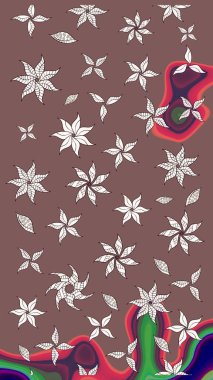 Eski usul. Raster illüstrasyonu. Kumaş, tekstil, duvar kağıdı baskısı için. Eskiz geçmişi. Tomurcukları papatya çiçekleri olan sevimli bir çiçek deseni. Miles Fleur, dandik süs.