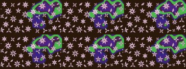 Düz Çiçek Elementleri Tasarımı. Çiçeksel fantezi tasarımı ve parlak bir arka plan çizimi. Renkli Bahar Teması çizim şablonu.