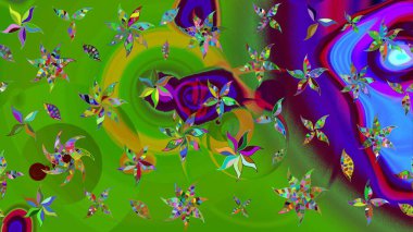 Çiçek desenli eskiz. Yeşil renkli çiçekler. Tişört baskısı için çiçek boyama rasteriName.