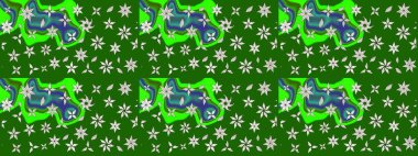 Parlak çiçekli yeşil renkler üzerine soyut çizim deseni. Küçük çiçekte hoş bir çiçek deseni var. Çiçek elementli zarif raster dokusu..