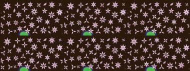 Parlak renkli çiçekleri ve kahverengi renkli yaprakları olan harika bir çiçek deseni. Halk tarzı. Moda baskıları için zarif bir şablon. Modern çiçek arkaplanı.