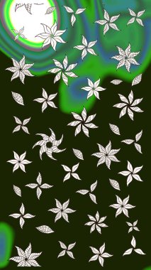 Gri renkli çiçekler. Raster düz çiçek çizim deseni. Tasarım hediye paketi, tebrik kartları, posterler ve afiş tasarımı.