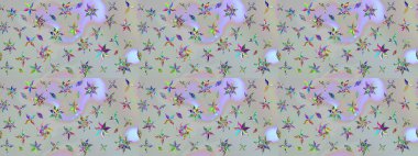 Parlak renkli çiçekleri ve gri renkli yaprakları olan harika bir çiçek deseni. Modern çiçek arkaplanı. Halk tarzı. Moda baskıları için zarif bir şablon.