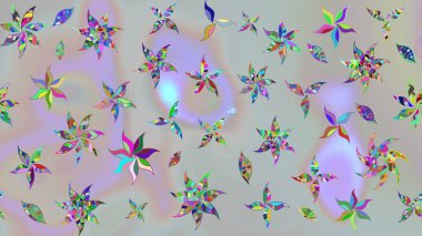 Gri renkli çiçekler. Çiçekli karalama şeklinde Raster çiçek deseni. Nazik, narin çiçek arkaplanı.