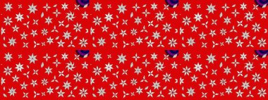 Raster illüstrasyonundaki çiçek desenli çizim. Kırmızı renkte çiçekler. Renkli Yaz Temalı eskiz kalıbı. Düz Çiçek Elementleri Tasarımı.