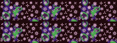 Kahverengi renkli çiçekler. Renkli Bahar Teması eskiz kalıbı. Çiçek desenli eskiz. Düz Çiçek Elementleri Tasarım Raster illüstrasyonu.