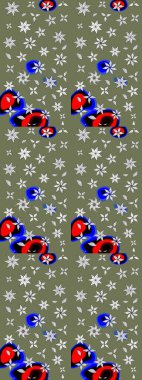 Çiçekli karalama şeklinde Raster çiçek deseni. Yeşil renkli çiçekler. Nazik, sevimli çiçek arkaplanı..