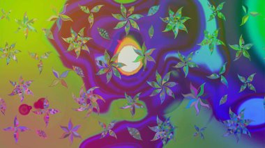 Renkli Bahar Teması eskiz kalıbı. Raster. Düz Çiçek Elementleri Tasarımı.