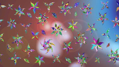 Yaprak ve çiçeklerin suluboya resimleri, kahverengi renklerdeki çizimler. Kahverengi renklerde bahar çiçekleri. Raster illüstrasyonu.