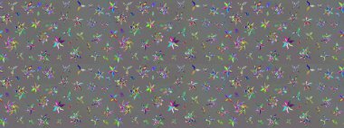 Tatil havası. Nazik romantik baskı. Raster güzel bir çiçek deseni çizmiş. Bahar mevsimi. Gri renkli çiçekler.