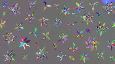 Asya tekstil tarzında. Raster illüstrasyonu. Çiçek desenli çizim. Gri renkli çiçekler. Raster illüstrasyonu.