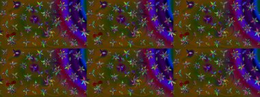 Klasik çiçekler. El çizimi, soyut ve süslü elementler. Yaz çiçekleri teması. Suluboya resim taklit Raster çizimi. Kahverengi renkler.