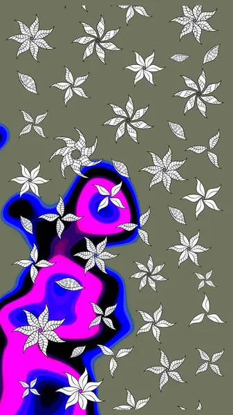 Raster - stok. Yeşil çiçekli eskiz deseni, suluboya çiçek deseni, sevimli çiçek, duvar kağıdı, kart veya kumaş için fayanslı.