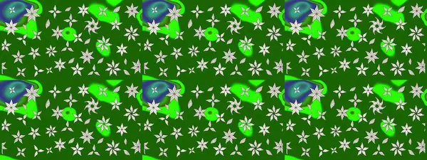Çiçekli karalama şeklinde Raster çiçek deseni. Yumuşak, yaz çiçekli arka plan. Yeşil renkte çiçekler.