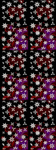 Raster illüstrasyonu. El çizimi çiçekli soyut çizim kalıbı. Siyah renkte çiçekler.