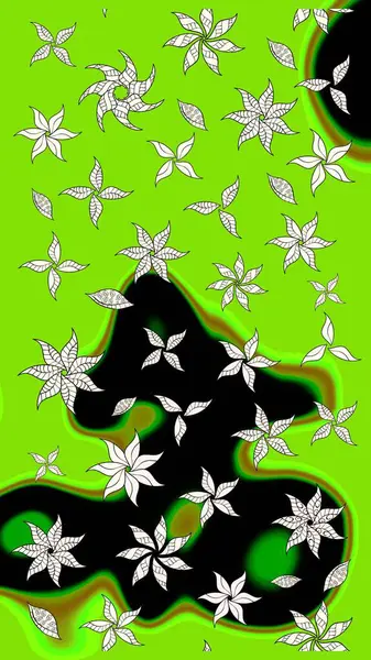 Yaprak ve çiçeklerin suluboya resimleri, yeşil renkte çizimler. Raster illüstrasyonu. Yumuşak, yeşil renkte bahar çiçekleri.